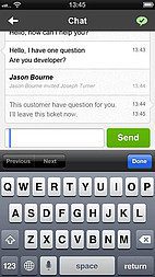 Interfaz de la aplicación iOS de LiveAgent - Detalles del ticket