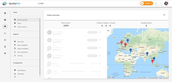 Descripción general del chat de LiveAgent con datos demográficos