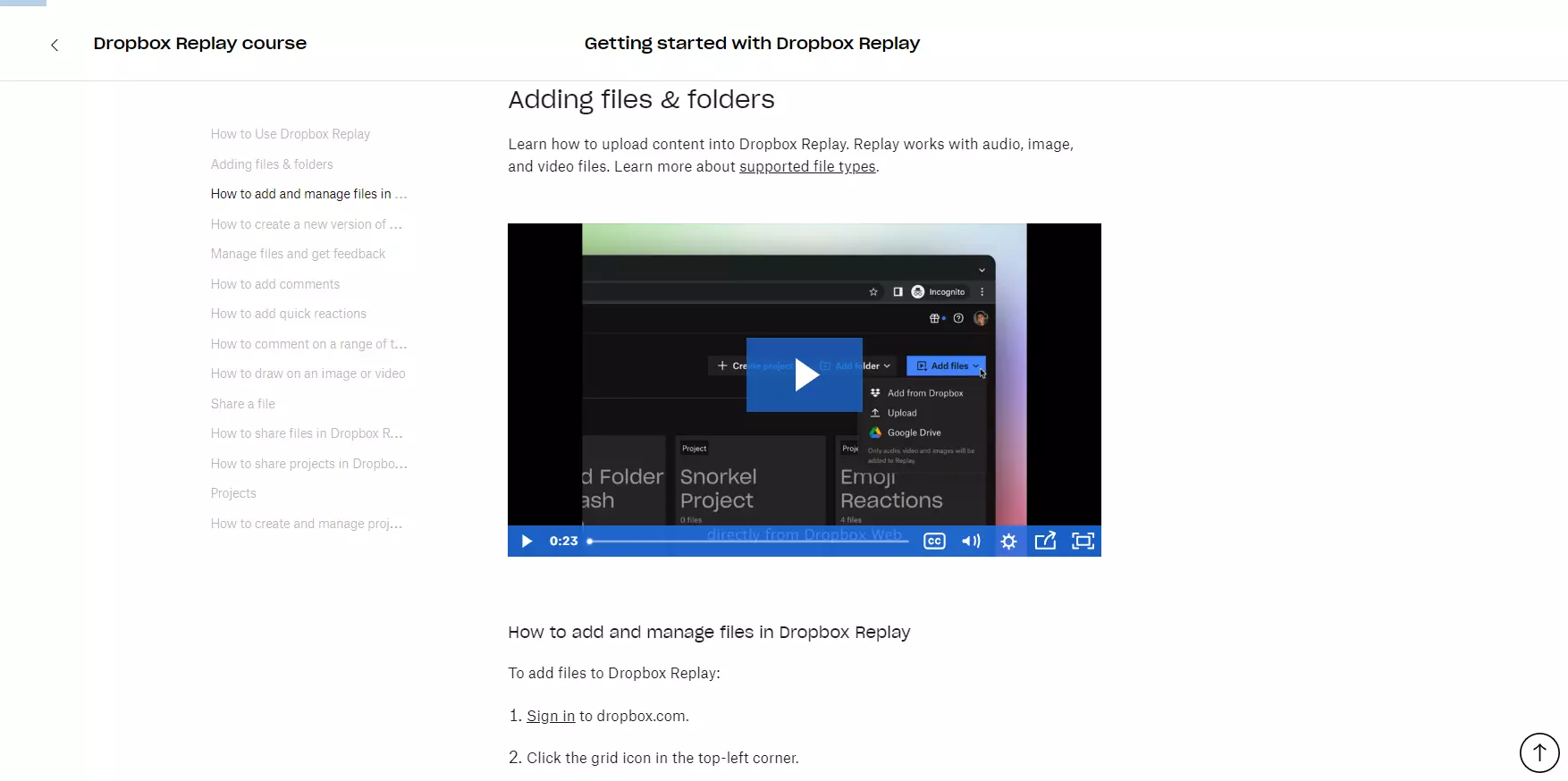 Tutorial en video de Dropbox