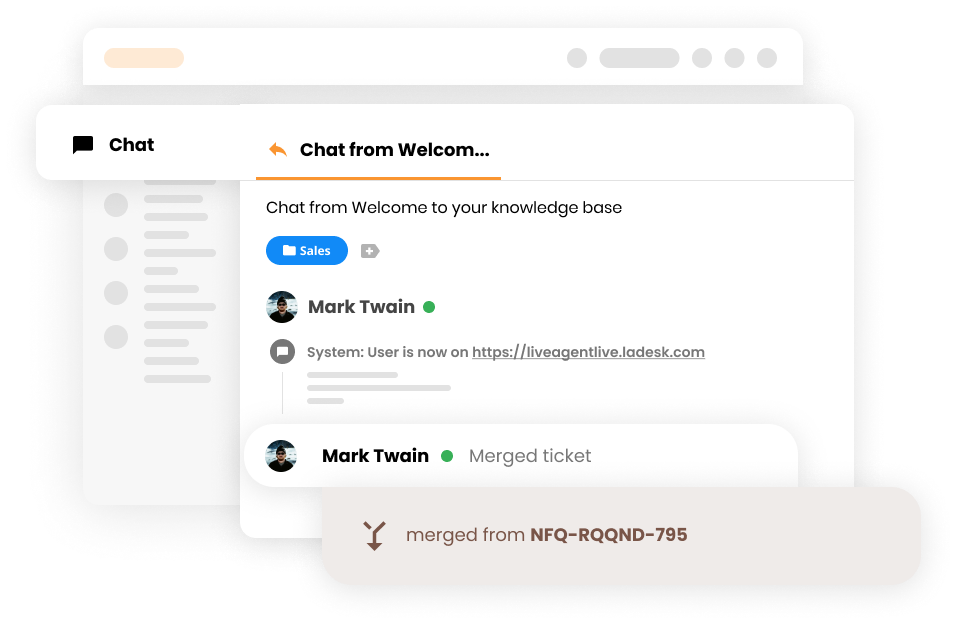 Visualización de la función de fusión en LiveAgent