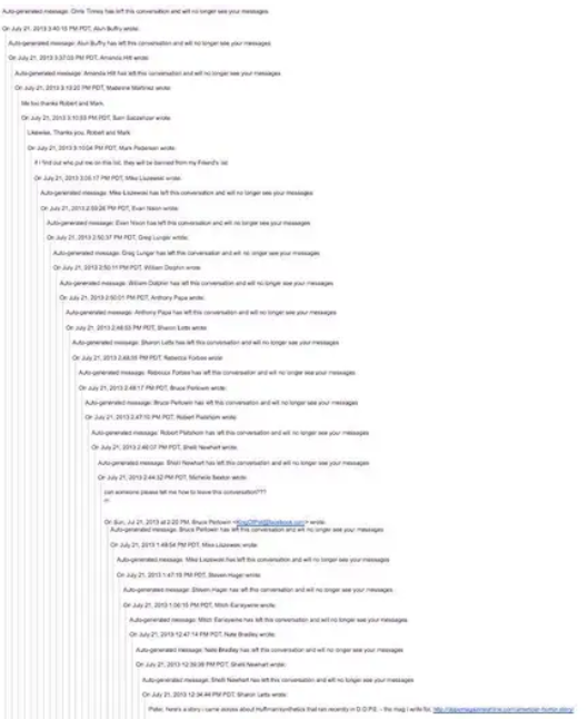 Una cadena de correo electrónico larga y desorganizada.