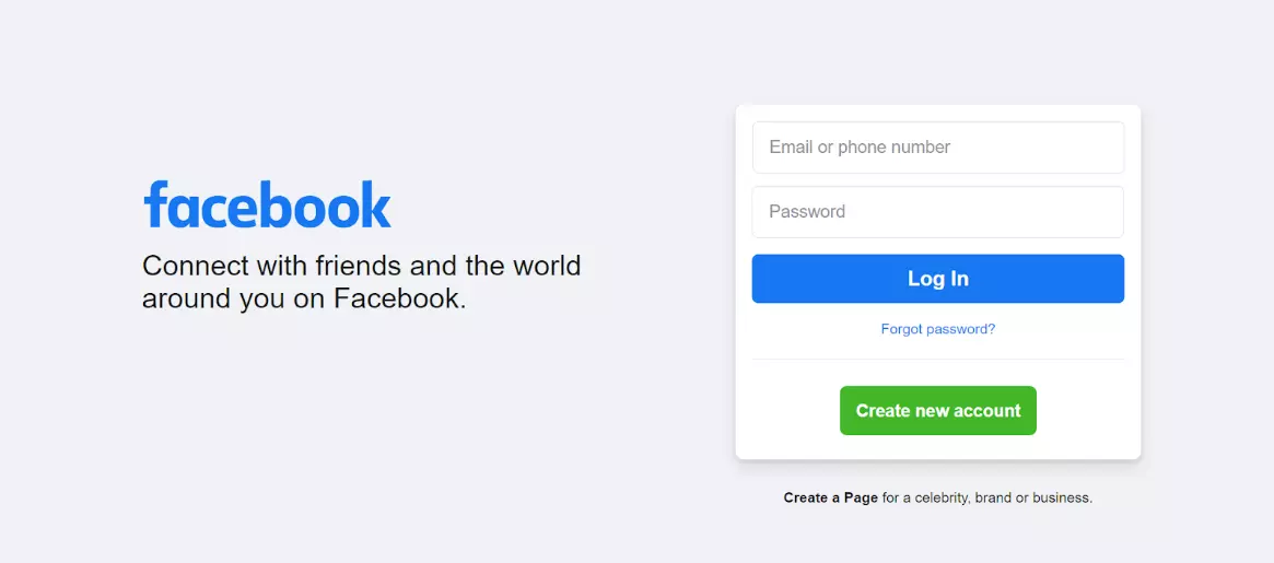 Página de inicio de Facebook