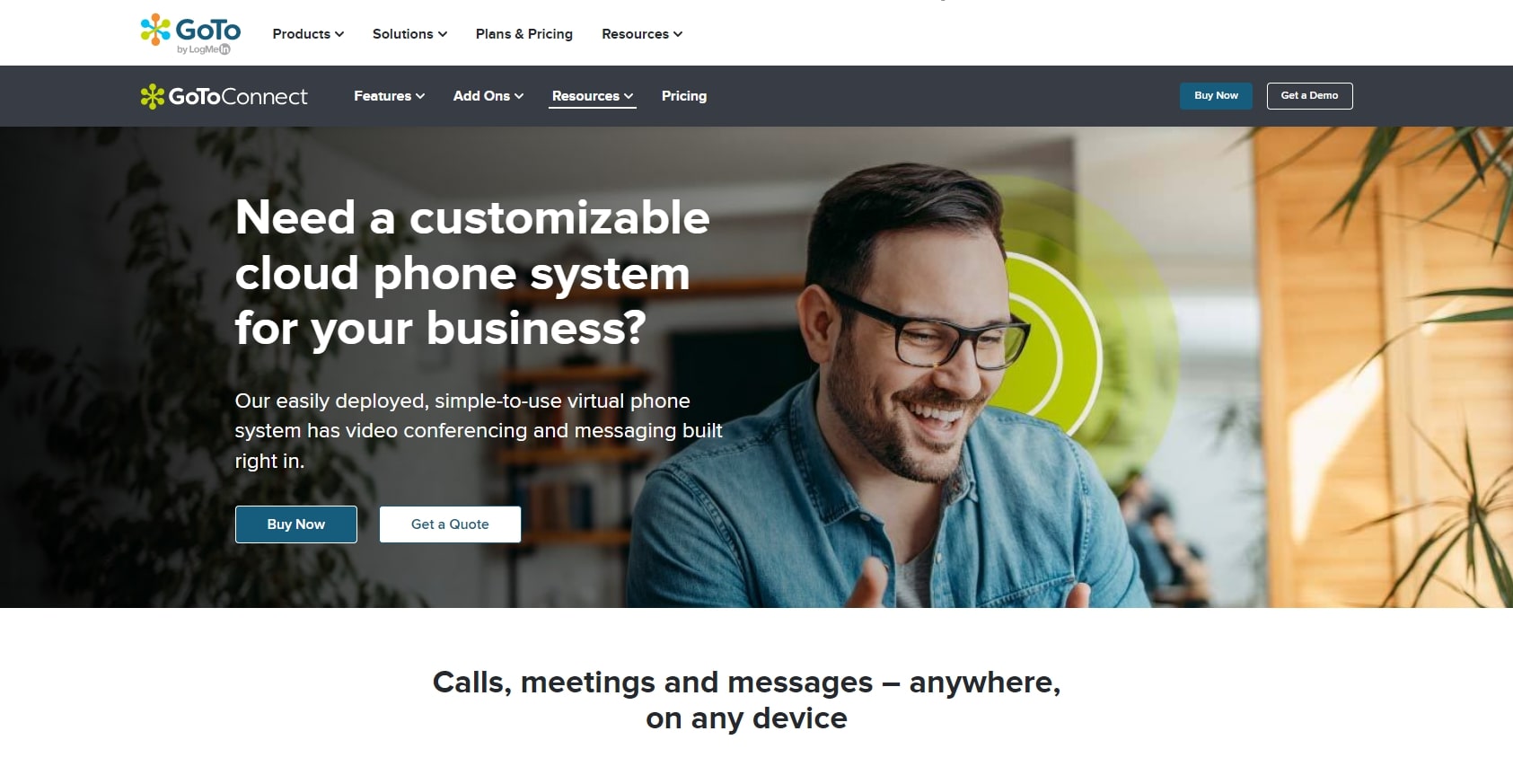 Sitio web del proveedor GoTo Connect