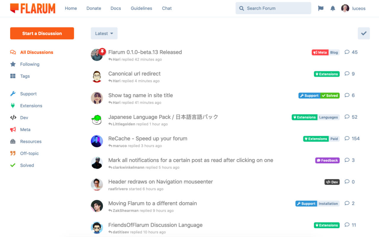 Etiquetas de foro Flarum
