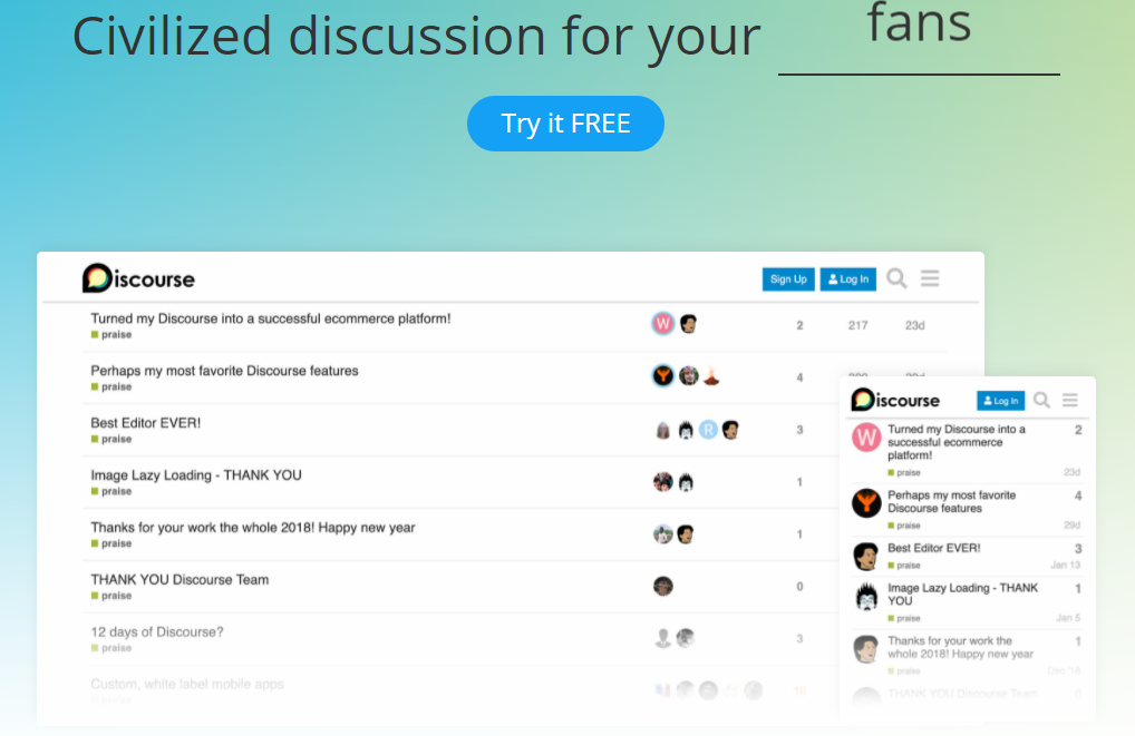 Interfaz de usuario de Discourse
