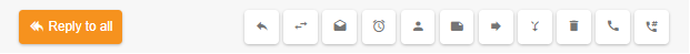 Botón Responder a todos con iconos de acciones de correo electrónico adicionales para reenviar, eliminar y otras funciones en el software LiveAgent