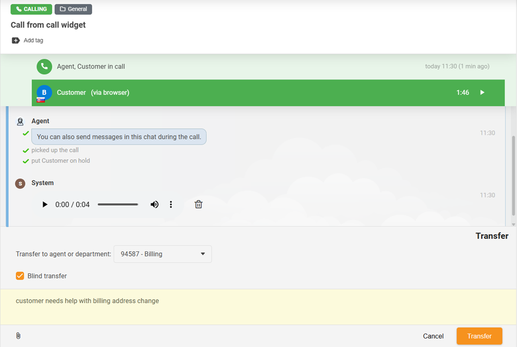 Función de transferencia de llamadas con la adición de una función de transferencia ciega