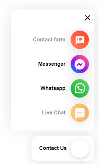 Botón Contáctenos de LiveAgent con múltiples canales de comunicación que proporcionan soporte accesible