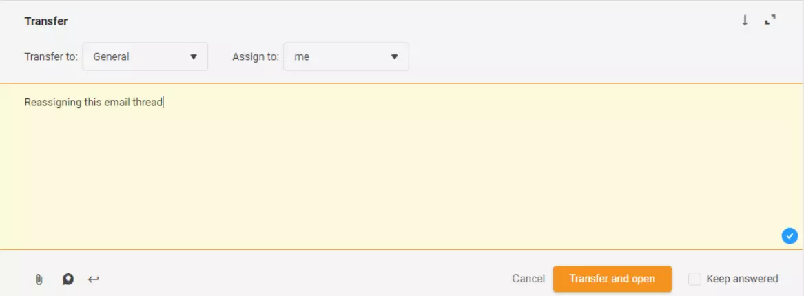 Reasignar un hilo de correo electrónico en LiveAgent