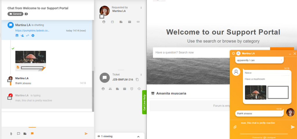 LiveAgent - vista previa de escritura en tiempo real