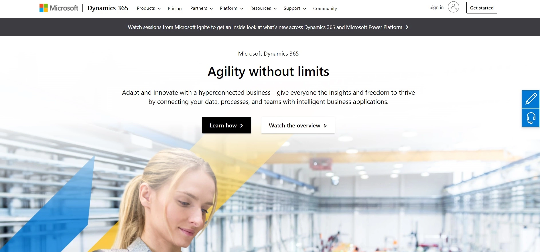 Página de inicio de Microsoft Dynamics 365