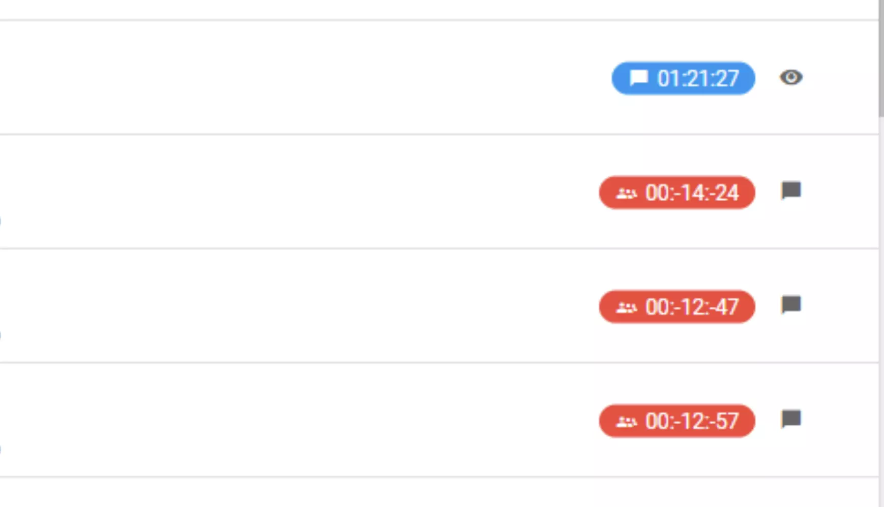 Una imagen que muestra un error con valores de tiempo negativo durante sesiones de chat en versiones anteriores de LiveAgent