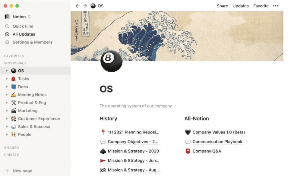 Ejemplo de documentación en Notion