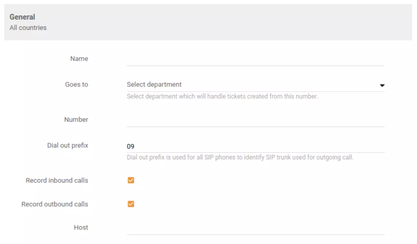 Opciones de grabación de llamadas entrantes, salientes o combinadas en LiveAgent