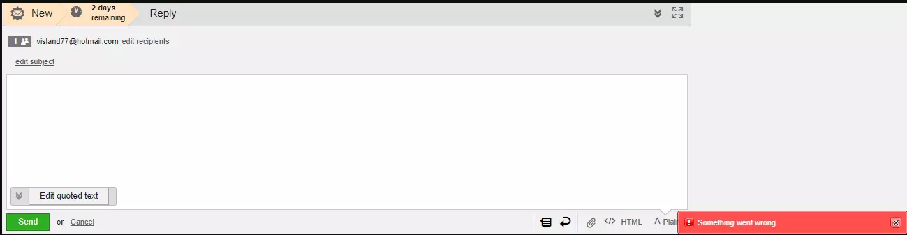Guardando plantilla de correo electrónico inválida
