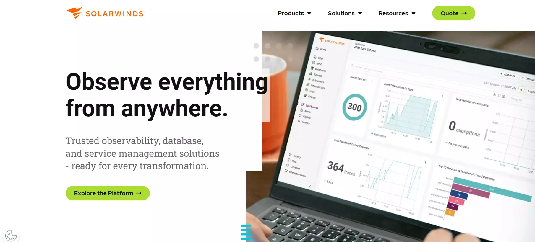 Página de inicio de SolarWinds - Aumenta la productividad con esta alternativa de Spiceworks