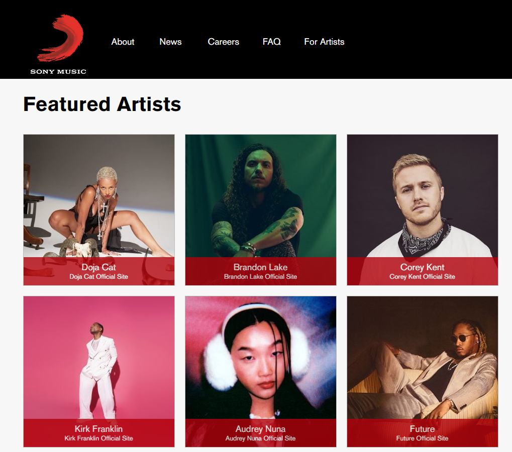 Artistas destacados de Sony Music