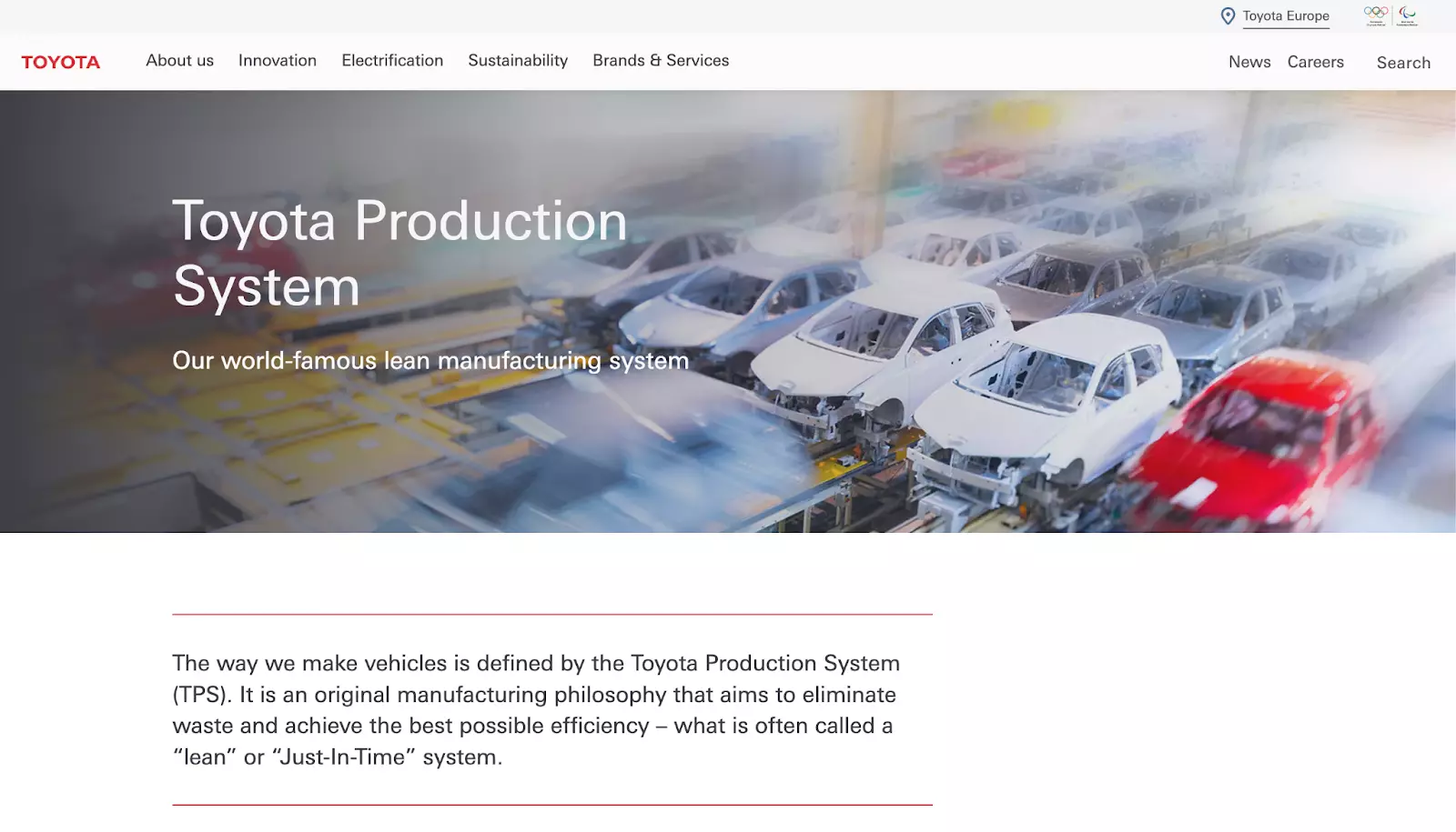 Toyota Motor Corporation homepage