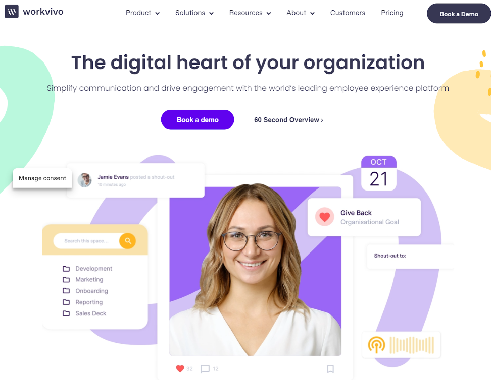 Página de inicio de Workvivo