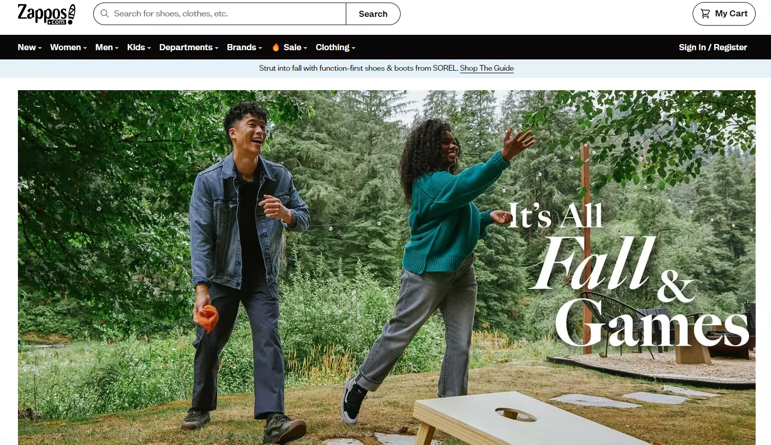 página de inicio de Zappos