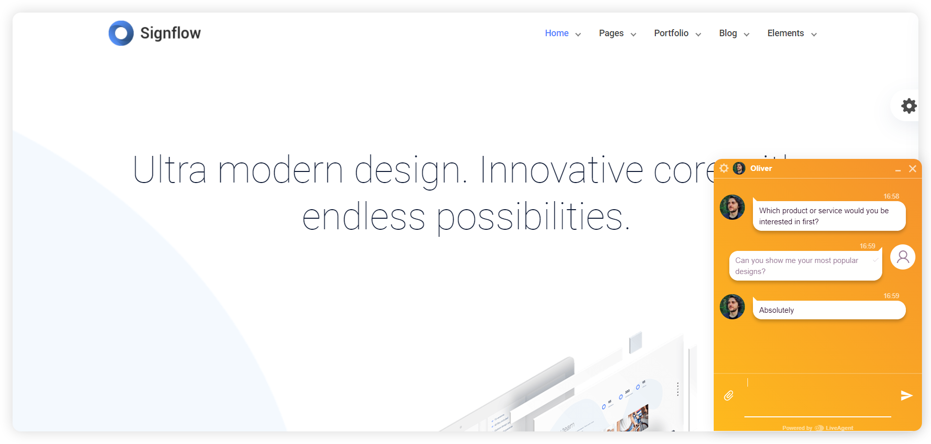 Ejemplo de una ventana de invitación de chat proactiva