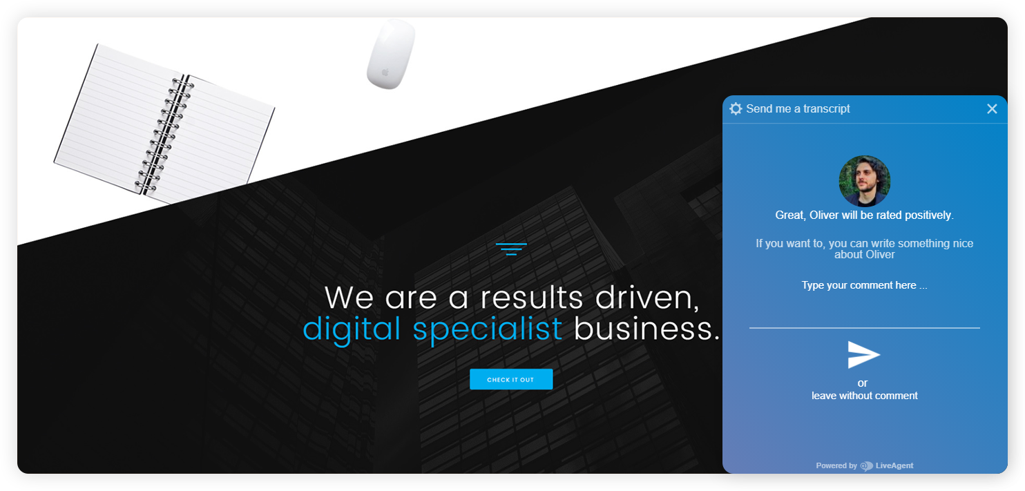 Ejemplo de encuesta post-chat empresarial