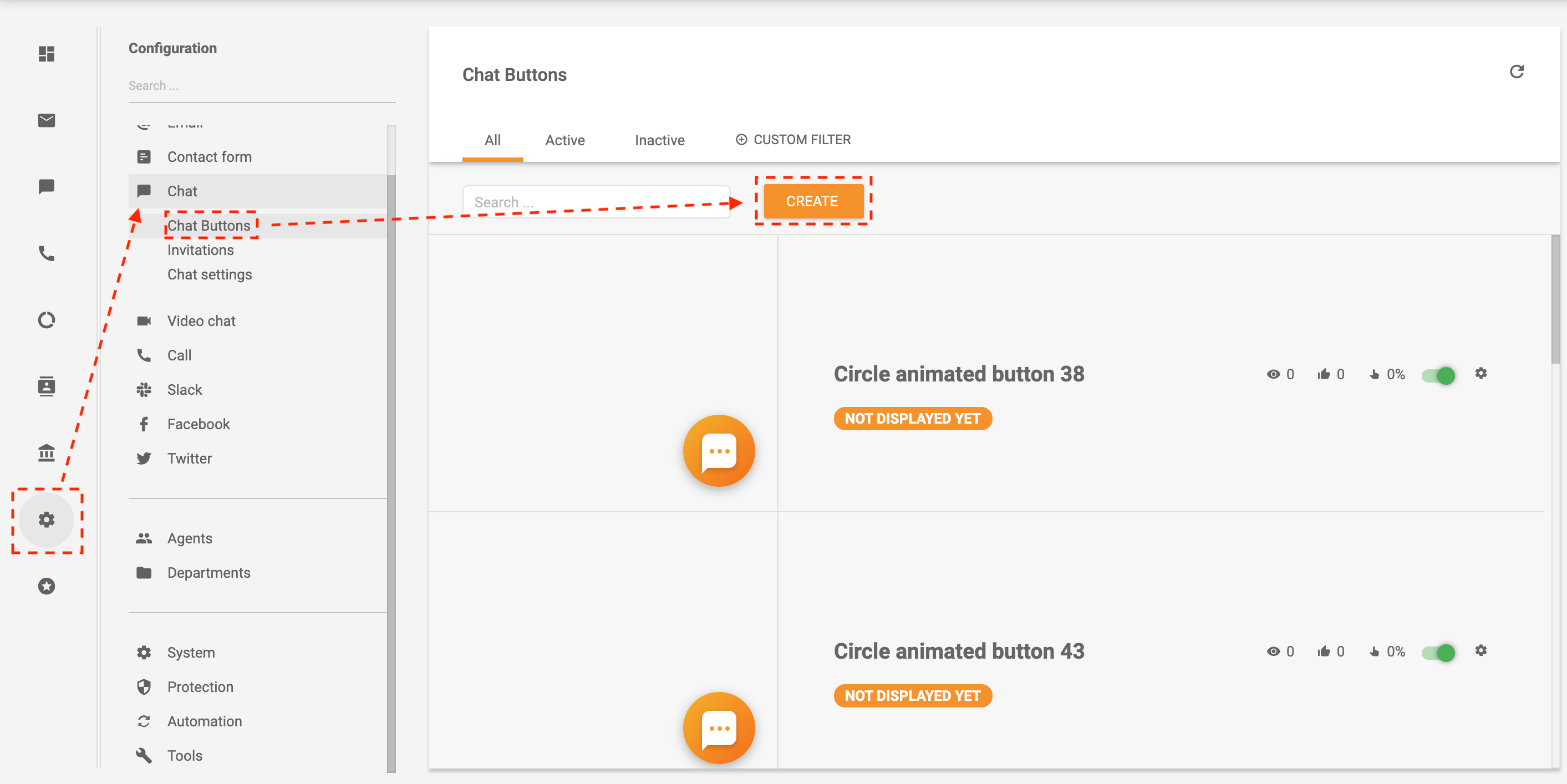 Ejemplo de cómo crear un botón de chat