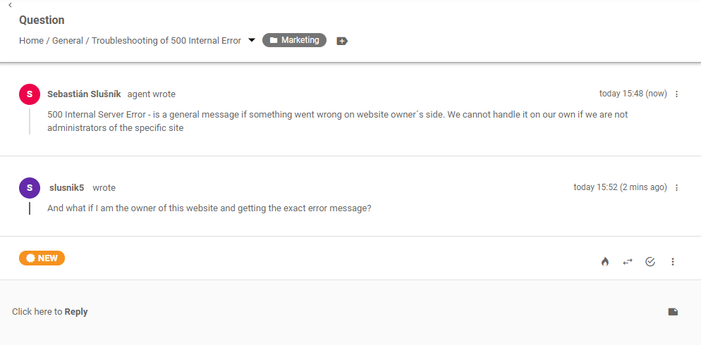 Ticket de foro de cliente en LiveAgent