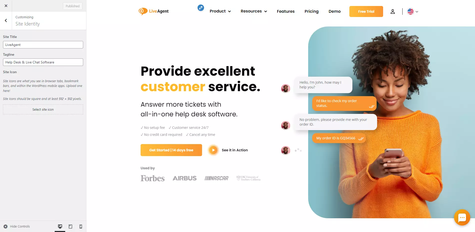 Configuración de favicon de LiveAgent