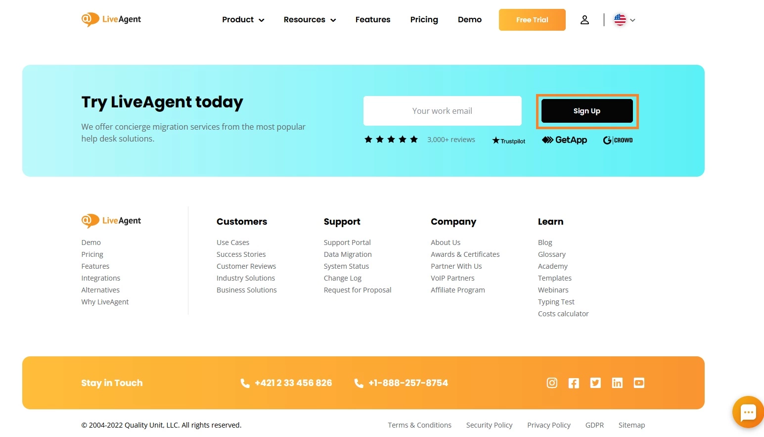 Opción de suscripción de LiveAgent