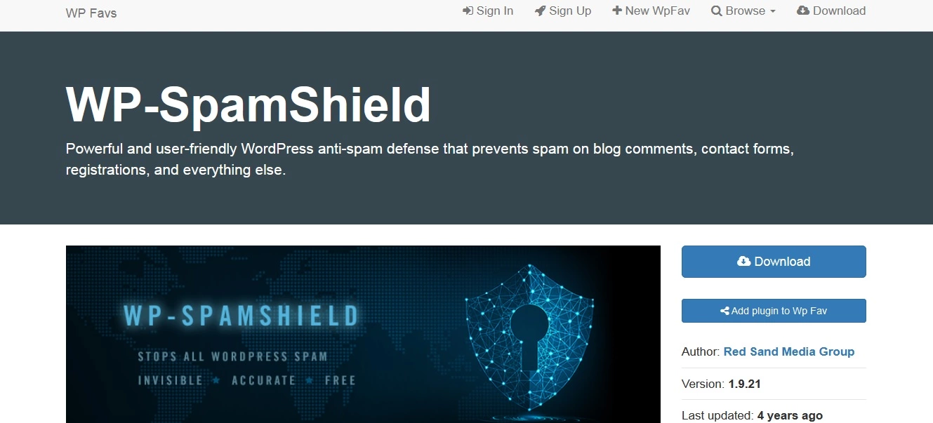 Sitio web WP-Spam-shield