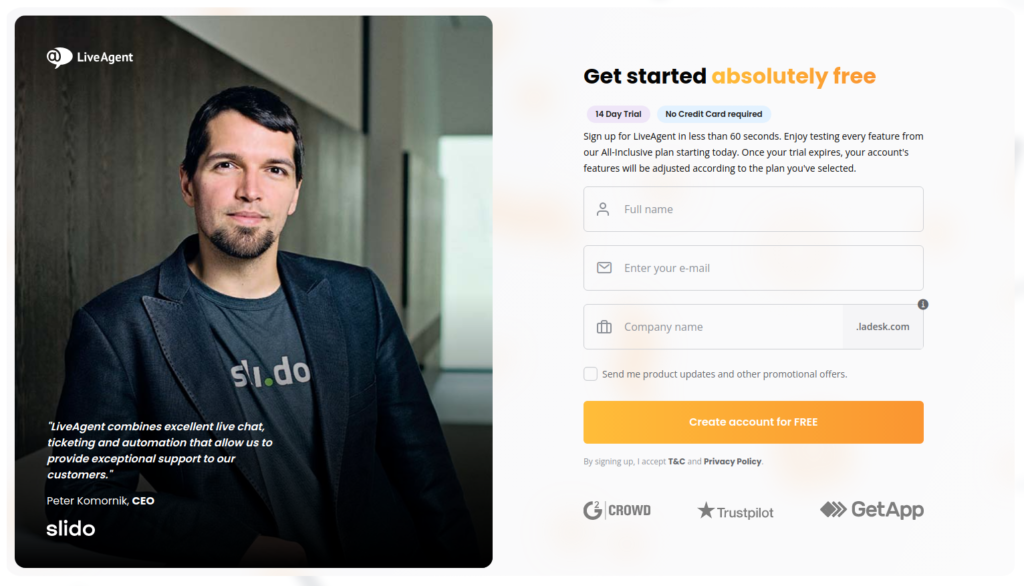 Cuenta de prueba de LiveAgent