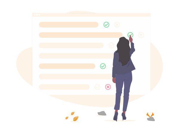 mujer eligiendo la opción correcta - ilustración