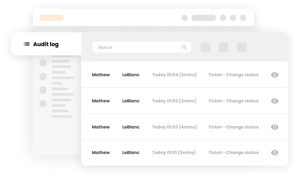 Filtro de registro de auditoría en software de ticketing de Help desk - LiveAgent