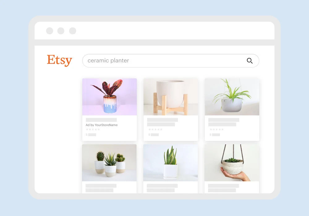 Ejemplo de anuncios de Etsy