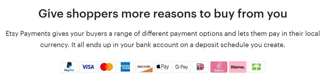 Métodos de pago de Etsy