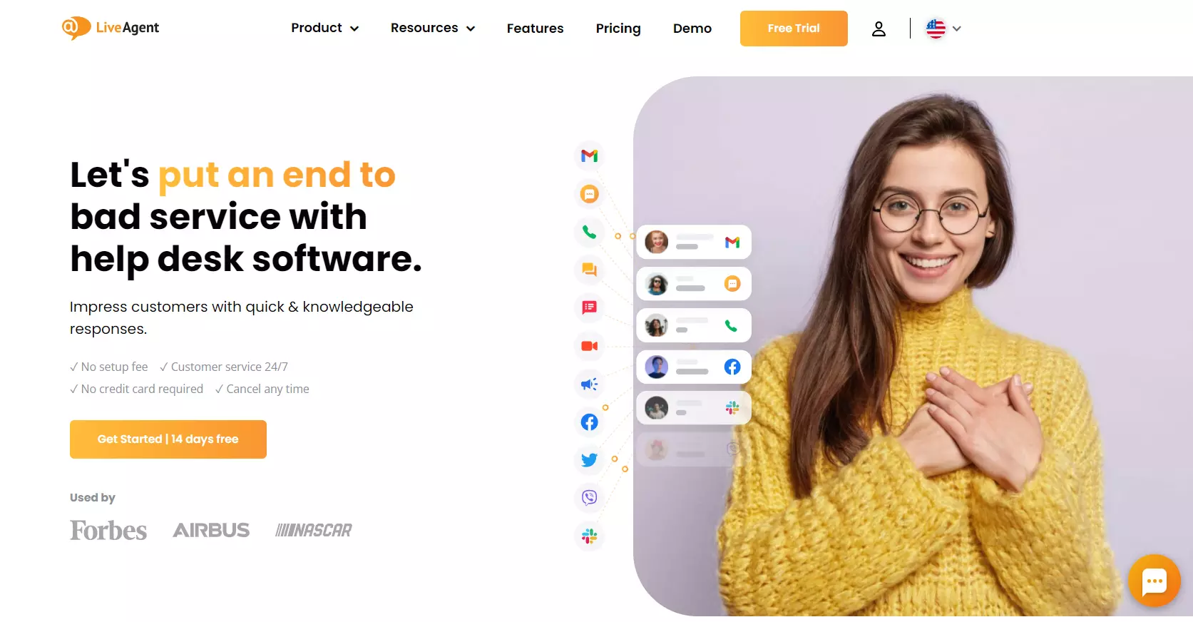 Página de helpdesk de LiveAgent