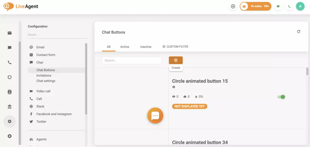 Configuración de la sección de chat de LiveAgent