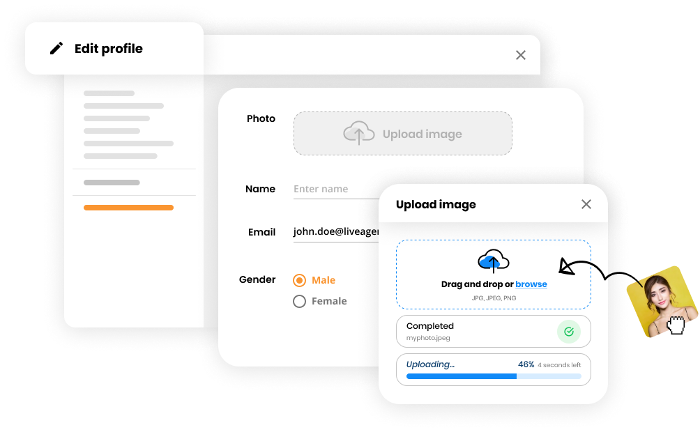 Editar imagen de perfil de agente de soporte o cliente en software de Help desk - LiveAgent