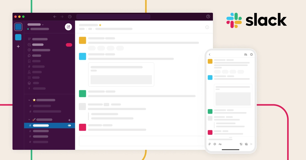 Mockup de características de Slack