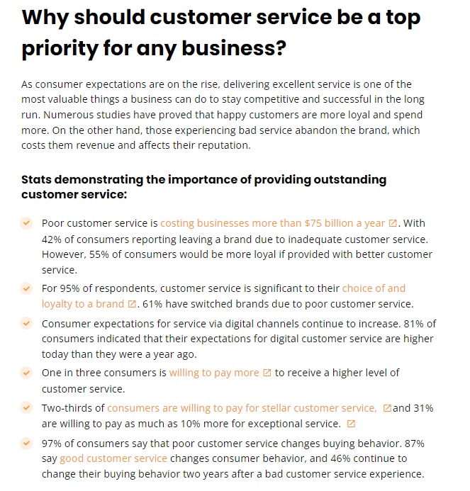 Ejemplo de formato de texto en LiveAgent
