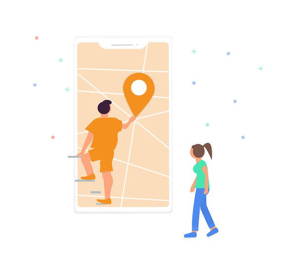 Viajando - buscando ubicación - ilustración