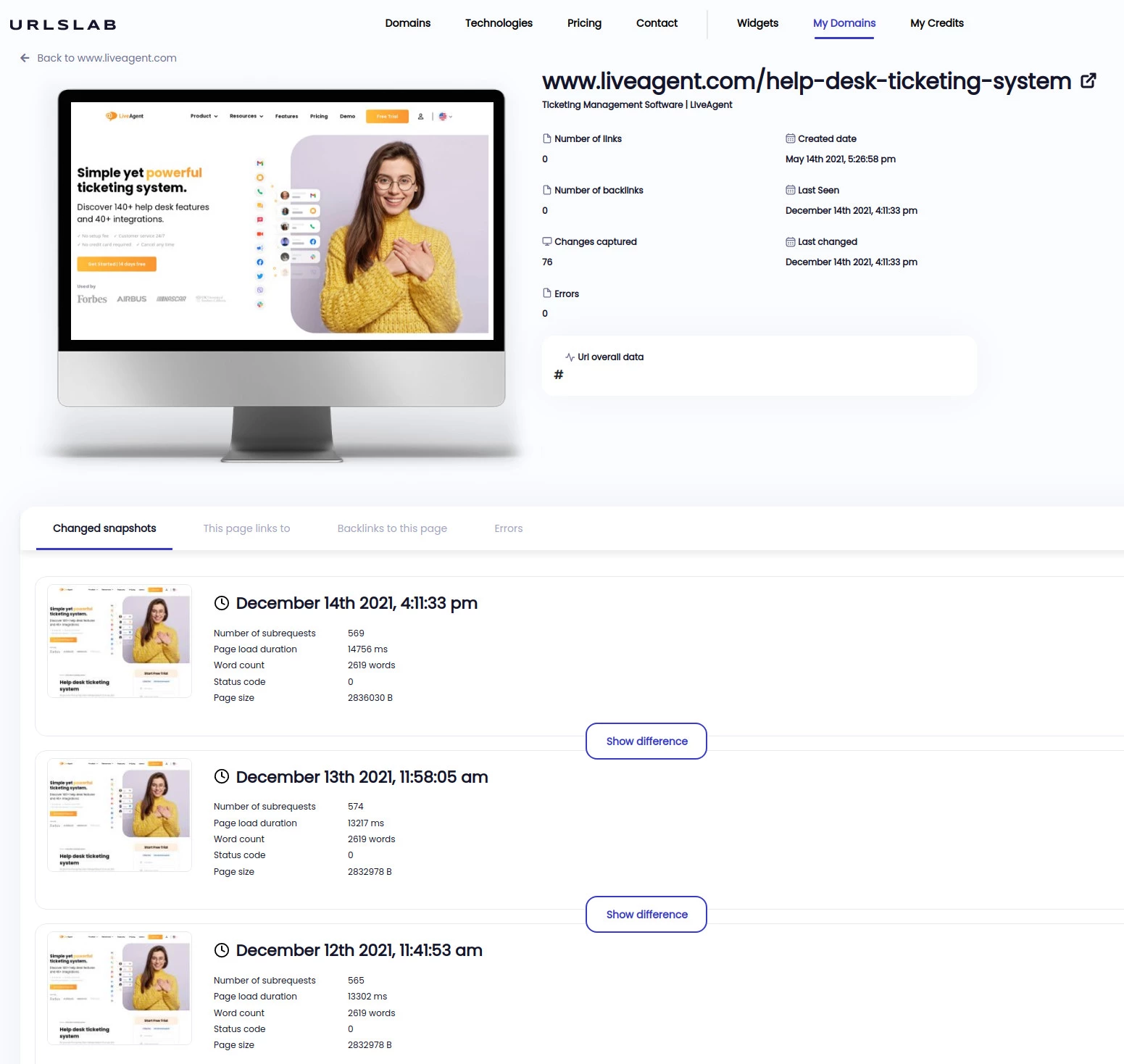 Obtener una captura de pantalla de cada página de su sitio web diariamente