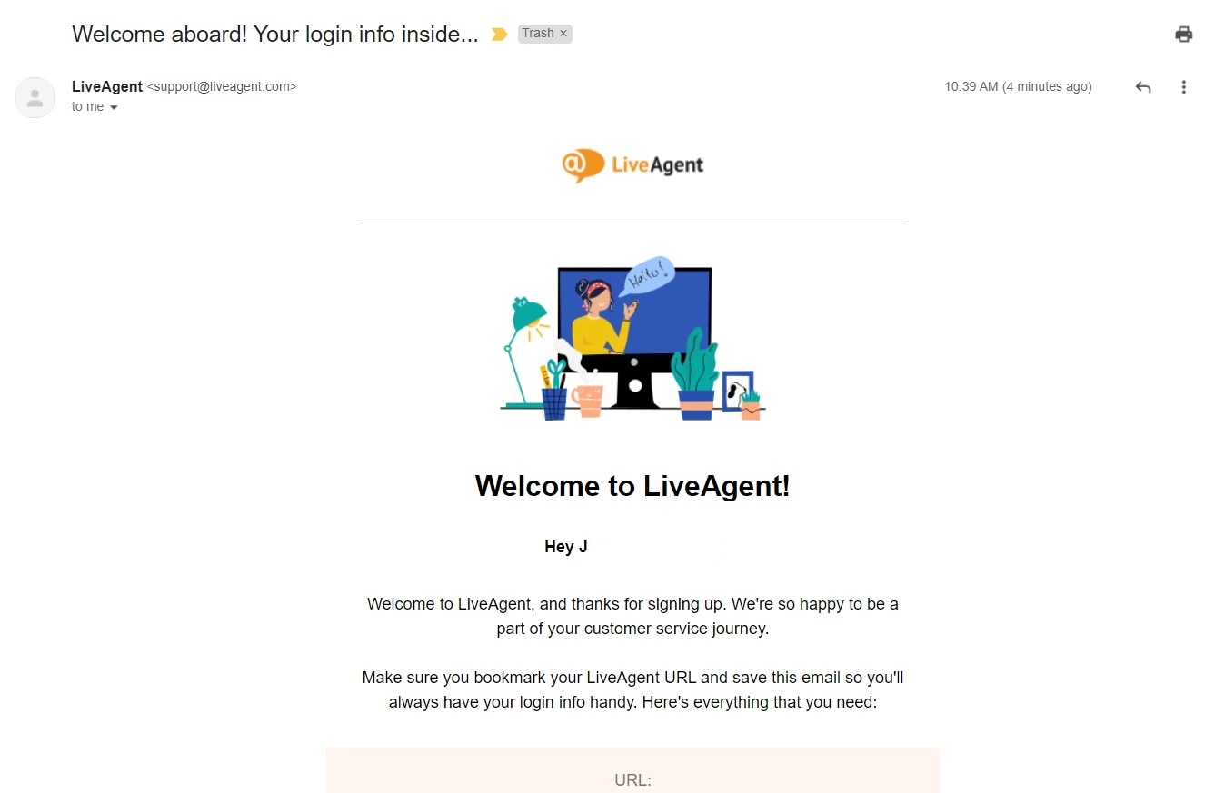 Bienvenido al correo electrónico de LiveAgent