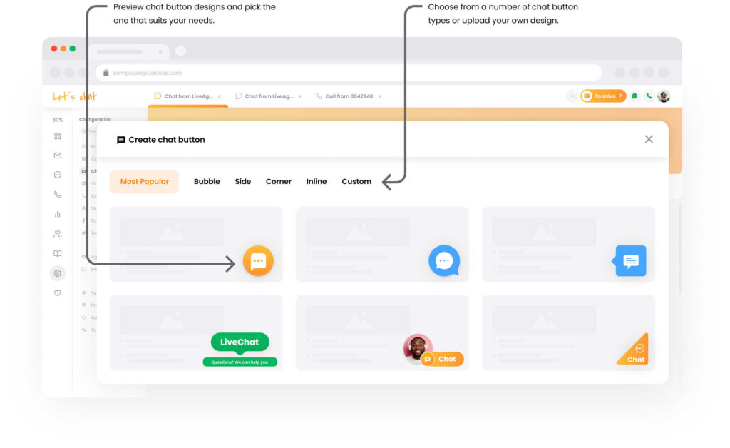 Opciones de chatbox de LiveAgent