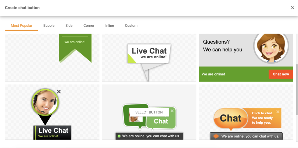 Crear ventana de botón de chat en LiveAgent