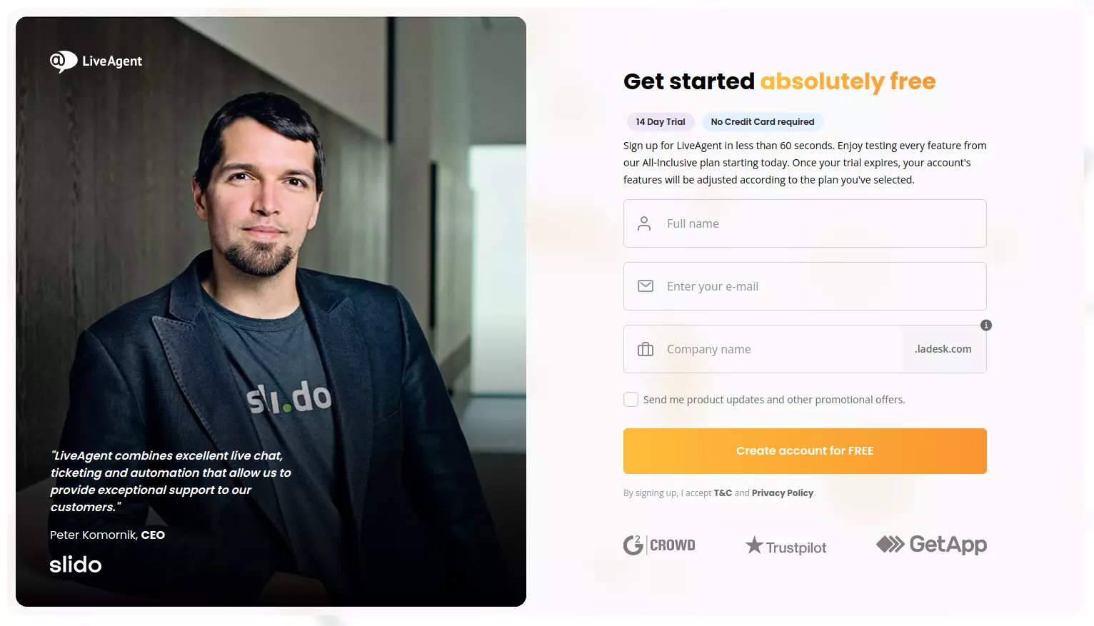 Cuenta de prueba de LiveAgent