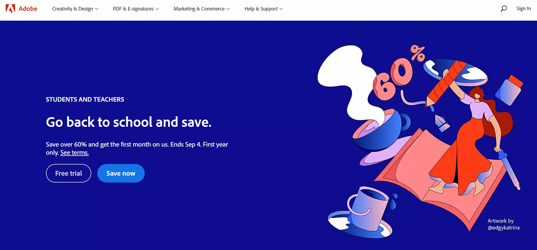 Página de inicio de Adobe mostrando su sistema de gestión de contenidos.