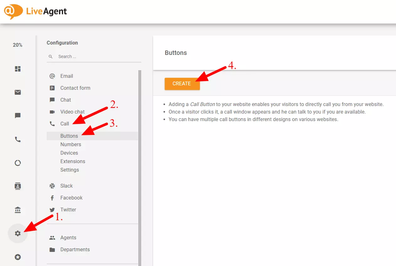 botón crear llamada