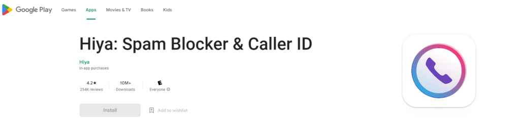 Sitio web de Hiya: Spam Blocker & Caller ID Google Play